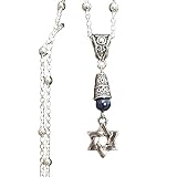 Star of David Necklace on Sterling Silver Chain Blue Accent
