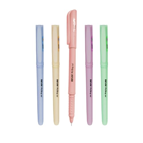 Image of WIN Milky Gel | 20 Blue Ink Pen | Assorted 5 Colors | Matte Finish Body Colours | 0.7 mm Tip | Gift for Kids | Pen for Writing | Students, Exams Uses | Ideal for School, Office & Business