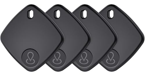 DEEBYCOO Traceur Tag Lot de 4, Localisateurs d'objets Compatible avec Apple Find My (iOS Uniquement), Batterie Remplaçable, Localisateur pour Clés, Bagages, Valise, Sacs à Dos