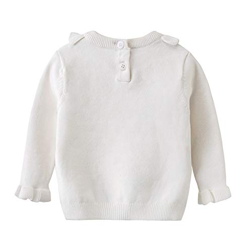 Auro Mesa Baby Girl Winter Clothes Knit Tops Shirt, Toddler Little Girls Knit Ruffles Pullover Sweater White Grey #TOP1