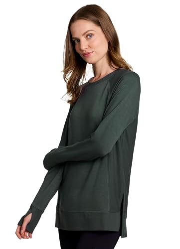 RBX Active Fashion Women's Yoga Tunic Sweatshirt, Lightweight French Terry Long Sleeve Top with Thumbholes & Ribbed Side3
