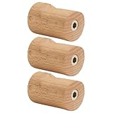 OATIPHO Gancho de Pared de Madera de Haya Natural para Sombreros y Abrigos Montaje Adhesivo o Tornillos para Cocina y Entrada Juego de 3 Piezas Decorativo