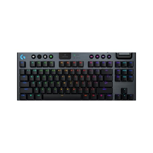 Teclado Mecânico Gamer Sem Fio Logitech G915 X LIGHTSPEED com Design TKL,RGB LIGHTSYNC, USB ou Bluetooth, Teclas Programáveis, Switch de Perfil Baixo GL Tactile e Bateria Recarregável - Preto