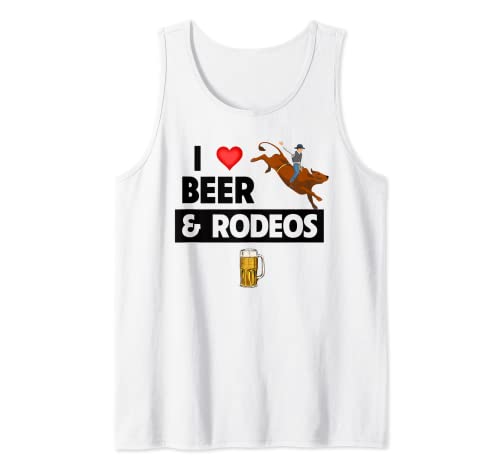 Me encanta la cerveza y los rodeos Western Cowboy Cowgirl Bull Rider Camiseta sin Mangas