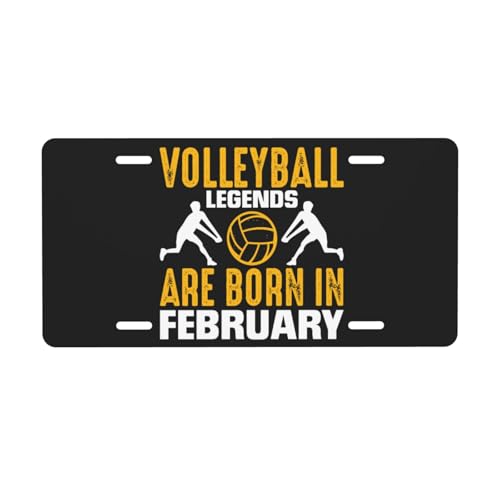Volleyball Legends Born in February Aluminum Car Plate 6x12