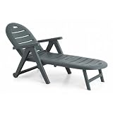Shaf - Tumbona Caimán Ajustable para Jardín y Piscina – Respaldo Reclinable 4 Posiciones – Tumbona Exterior de Polipropileno Resistente a UV y Agua – con Ruedas – 195 x 72 cm - Color Verde