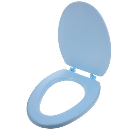 TOVINANNA Asiento de Inodoro de Espuma Acolchado Vintage Diseño Clásico y Grueso Tapa para Baño Cómoda y Estable Desmontable para Fácil Limpieza Accesorio para Wc Doméstico Color Azul