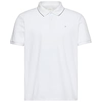 Calvin Klein Men's Short Sleeve Refined Pique Tipped Classic Polo, Bright White, Large
