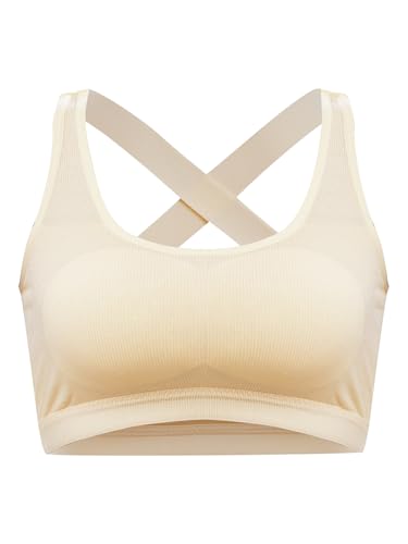 Kaerm Kids Girls Training Bra Teen Sport Bra Cross Back Removable Chest Pads Bra for Gym Workout Crop Cami