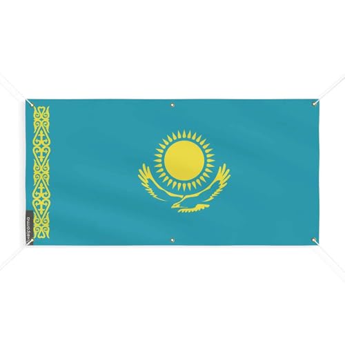 Drapeau du Kazakhstan 110x220cm en maille marine pour mât à 6 oeillets