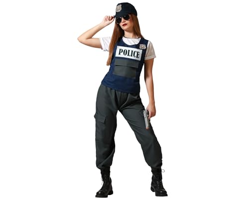 Atosa disfraz policia chaleco azul mujer adulto XL