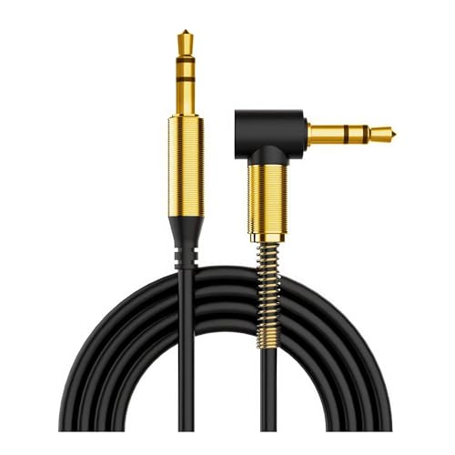 ULTRICS Cable Jack 1m, Cable Jack 3.5 Male Male, Plaqué or Coudé 90 Degrés Câble Auxiliaire 3.5, Câble Aux Voiture pour autoradios, iPhone, iPod, iPad,...