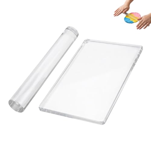 Ztolbriy Rouleau d'Argile Autodurcissante avec Plaque Rectangulaire, Outil de Roulement pour le Modelage et le Façonnage, Revêtement Antiadhésif, Facile à...