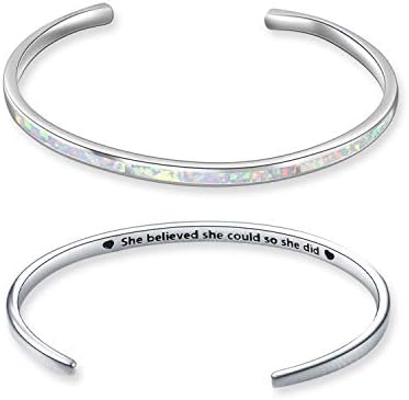 WINNICACA Fire Opal Bangle Bracelets Cuff Bangle Bracelets Sterling Silver Jewelry Gifts for Women Teens Lady Birthday