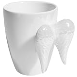 storchenbeck White Angel Wings Ceramic Shaped Handle Mug, Aziraphale Tea Coffee Hot Drinks, Home Kitchen Office 13.5oz