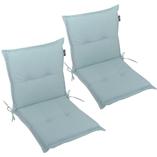 LILENO HOME Gartenstuhl Auflagen als [2er Set - Niedriglehner] in Aqua - Bequeme Liegen als Sitzauflagen für Gartenmöbel - Stuhlkissen für Gartenstühle und Klappstühle MAR