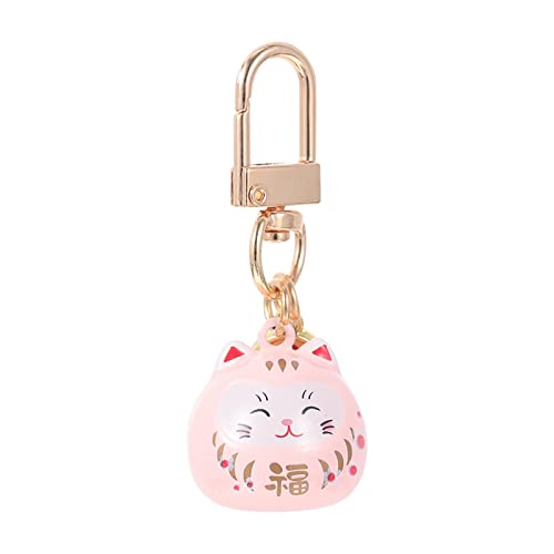 Alipis Maneki Neko Porte- Clés Japonais Faisant Signe Chat Porte- Clés Fengshui Fortune Porte- Clés Porte- Clés Pendentif pour Handag à Dos Chat Pendentifs Rose