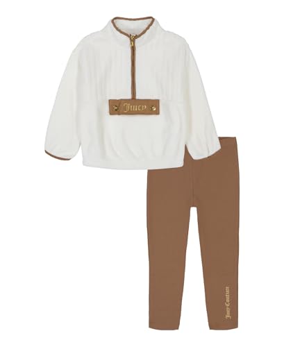 Image of Juicy Couture Girls' 2-piece Fleece Set, 1 /4 Zip Sweatshirt With Pants