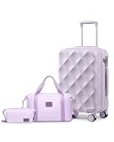 Sea choice Handgepäck Koffer Trolley ABS Leicht Reisekoffer Hardschale 4 Rollen und TSA Schloss Mit 1 Reisetasche und 1 Kulturbeutel (55cm, Schwarz)