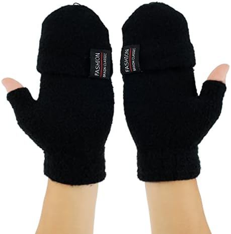 USB Heated Gloves for Women & Men, Full & Half Heated Gloves, Winter Mitten Warm Laptop Gloves, Washable Thermal Fingerless Gloves Mittens(Black)