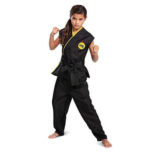 DISGUISE 123779K-15L, disfraz oficial de Cobra Kai para niños, con cinturón, color negro y blanco
