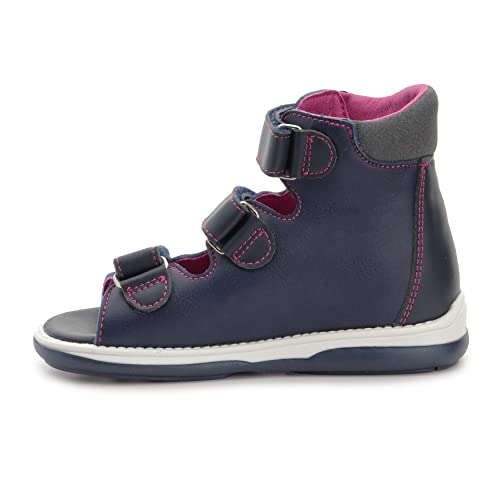 Memo Betti Corrective Orthopedic High-Top Afo-Like Microfiber Sandal, Navy Blue, 25 (9 M Us Toddler) #TOP3