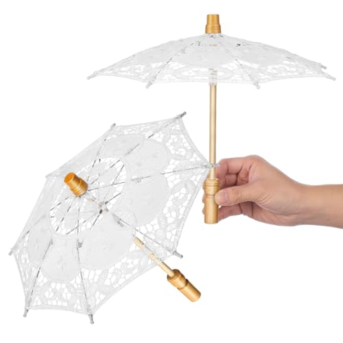 Parasols en dentelle mariage pour photo de mariée romantique champêtre lot de 2