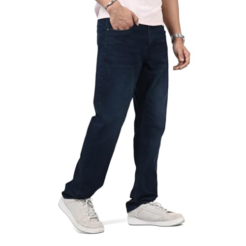 Image of WROGN Men's Stretch Denim Jeans | Straight Fit | Casual Style | Mid Rise