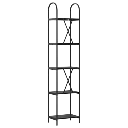 Estantería de madera estable de 183 cm con 5 niveles organizadores y estructura de acero 8