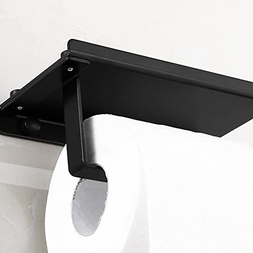 Bathroom Toilet Towel Paper Holder Phone Holder Wall Mount Wc Rolhouder Paper Holder With Shelf Towel Rack Tissue Boxes Black #TOP3