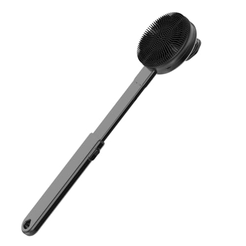 Brosse corporelle rechargeable en silicone avec manche long rétractable