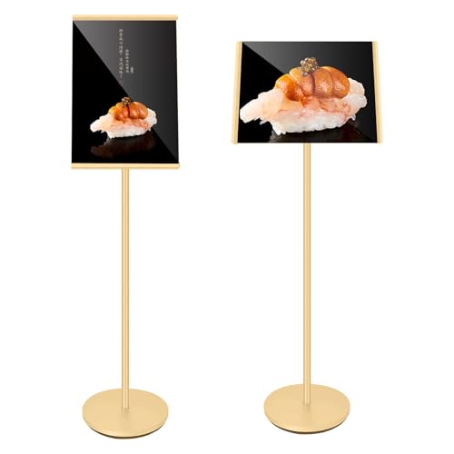 THCTYRP Présentoir au sol A3 Doré - Chevalet d'affichage en aluminium réglable pour affiches, menus, panneaux d'information