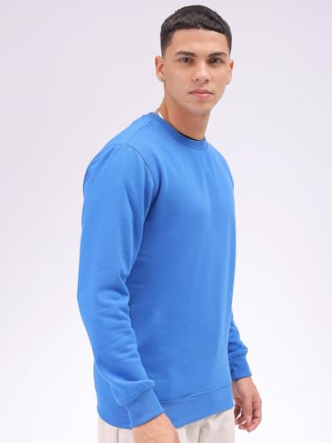 Image of The Indian Garage Co Men Regular Fit Solid Crew Neck Overhead Sweatshirt
