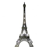 Cabilock Eiffel Tower Statue, 9.6 Inch Metal Eiffel Tower Decor, LED Light Up Eiffel Tower Lamp Tabletop Ornament, Collectible French Figurine for Home Office Table Decor