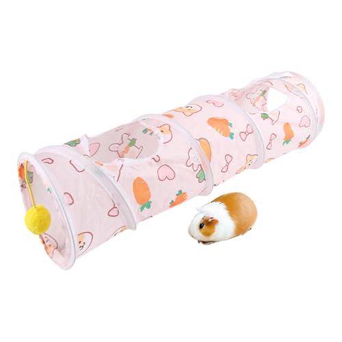 Túnel de animales pequeños – Tubo de dormir para mascotas, túnel plegable con pelota de juego para gatitos de interior, conejos, conejos, cobayas, chinchillas, ejercicio, actividad, juguetes