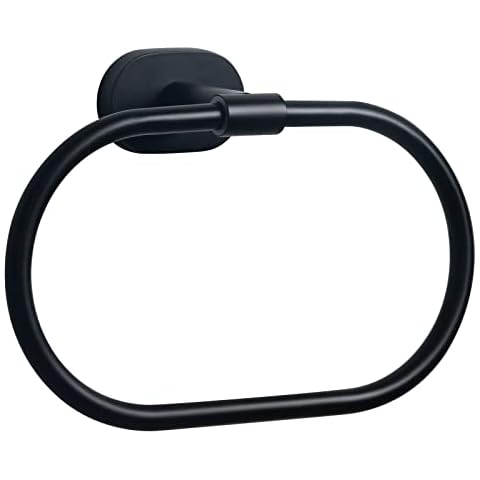 HouseAid Oval Towel Holder for Bathroom, Stainless Steel Towel Ring, Modern Bathroom Hand Towel Rack, Wall Mounted, Matte Black Cover