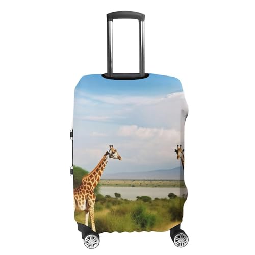 Luggage Cover Travel Suitcase Cover Elastic Washable Luggage Protector with Zipper African Landscape And Giraffe Anti Scratch Suitcase Protector Funny Luggage Sleeve for Suitcase 19'' - 32''4