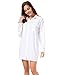 MOQUEEN Womens Button Down Boyfriend Shirt Dress Long Sleeve Basic Blouse Tunic,White,Large