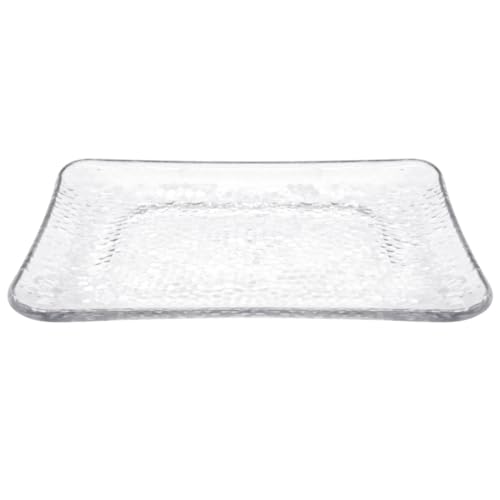 8.5 x 12.75 Inch Clear Hammered Rectangle Plastic Tray – Elegant Disposable Serving Tray for Parties, Catering, and Events, Durable Clear Plastic Display Tray for Appetizers, Desserts (3)