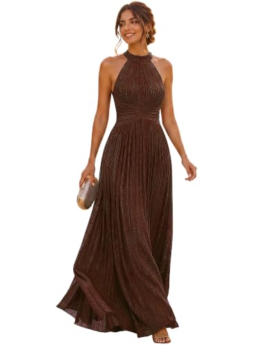 Image of Ever-Pretty Women's Maxi Halter Formal Dress Stretchy Glitter Evening Gowns