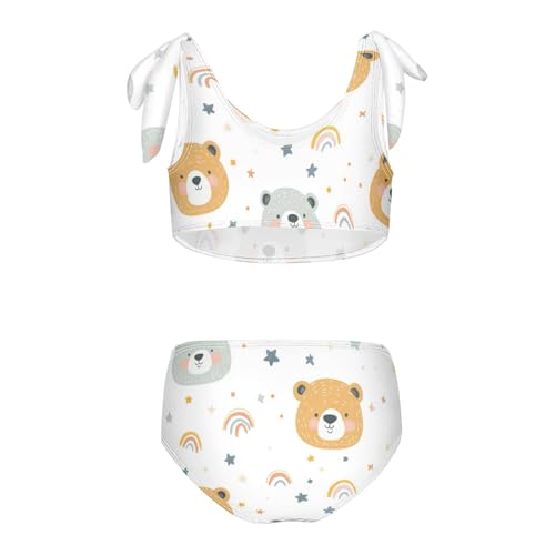 Plaaee Girls' 2 Piece Swimsuits Bear Rainbow Cute Bikini Set Bathing Suit 4T2