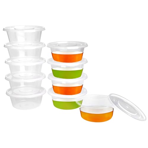 Surflyee 40 Piezas Tarros de Plastico con Tapa Pequeños, 50ML Reutilizable Recipientes Comida, Indicado para Salsas, Sopas, Condimentos, Cremas, Cuadros de Diamantes, Manualidades, etc
