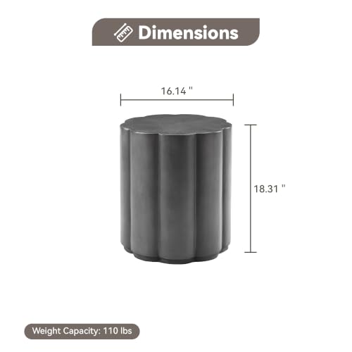 Image of COSIEST Petal Shaped Patio Side Table Outdoor, Modern Concrete End Table