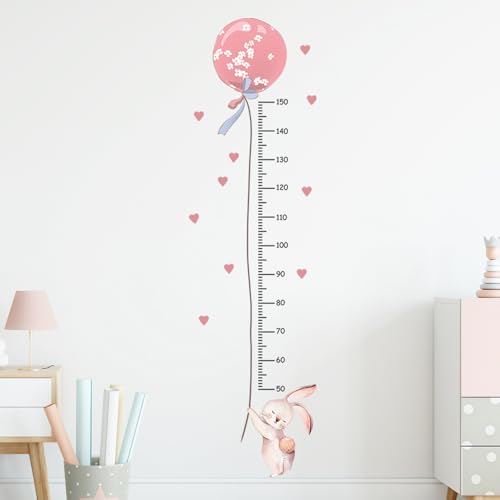 Stickers mesure de la hauteur pour fille Rose Tableau mural de hauteur Stickers muraux décoratifs pour enfants Planche de croissance du bébé Graphique de croissance...