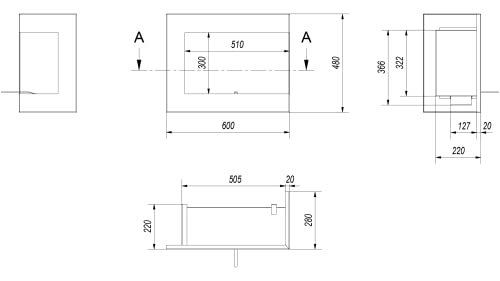 KRATKI Delta 600 Caminetto ad angolo destro a