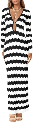 <h3>Striped Crochet Cover-Up Maxi Dress</h3>