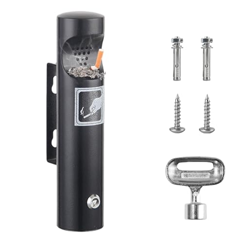 Posacenere da Parete Esterno, Inossidabile Posacenere da Muro Impermeabile Portacenere pubblico con Serratura per Giardini, Cortili, Ristoranti, Uffici Balcone e Hotel (6.5X30CM)