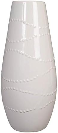 Hosley 12 Inch High White Textured Ceramic Vase Ideal Gift for Weddings Party Home Spa Settings Reiki O3
