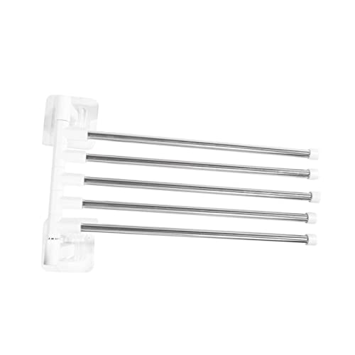 Toallero de baño giratorio de aluminio con 5 barras y colgador de pared 2