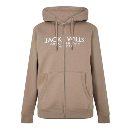 Image of Jack Wills Mens Graphic Zip Hoodie Long Sleeve Cotton Slate M
